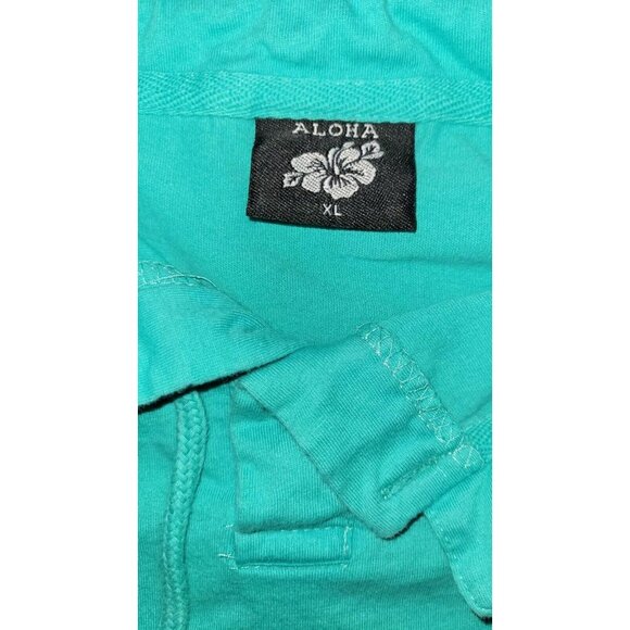 Vintage ALOHA Maui Hawaii Sea Turtle Beach  Teal Sweatshirt Graphic Floral XL - Picture 5 of 7